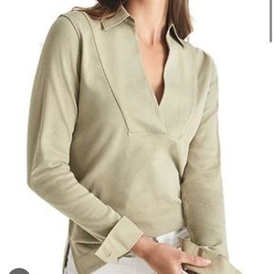 NWT Reiss Fitted Georgie Rugby Top in Sage Green